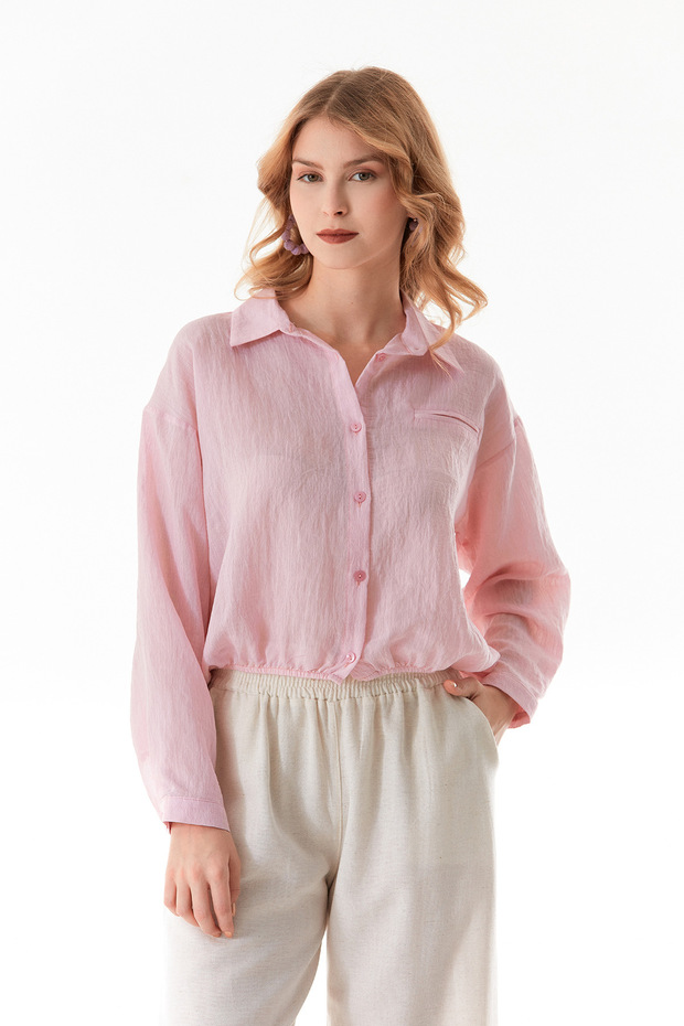 Basic Beli Lastikli Cep Detaylı Gömlek - 1