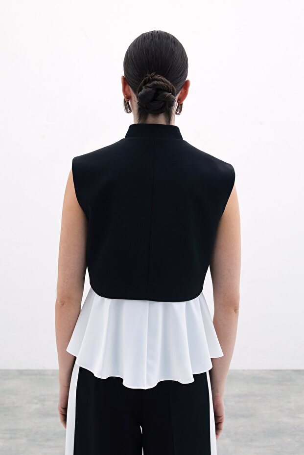 سترة قصيرة سوداء متباينة - 6