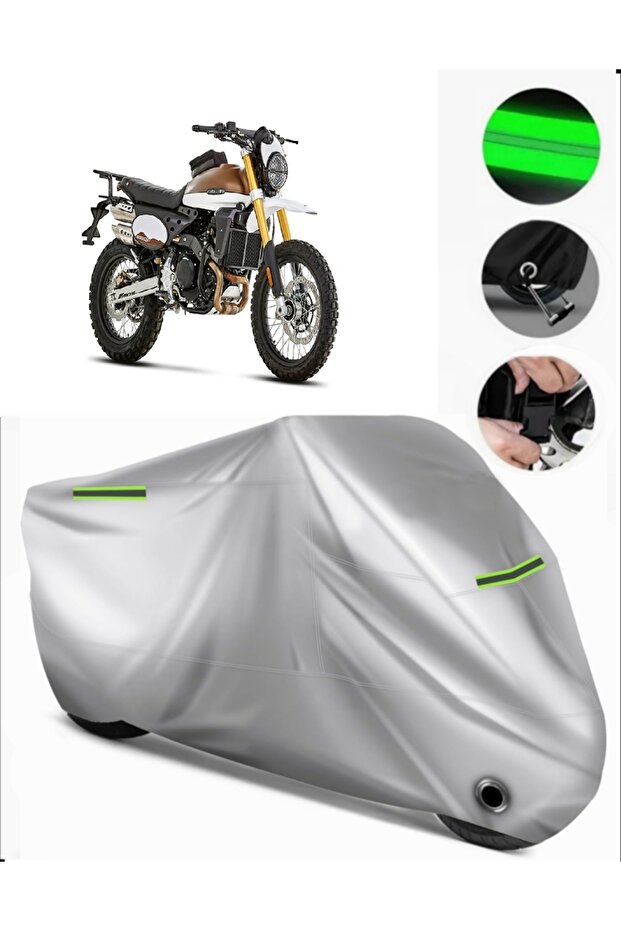 Caballero 500 Explorer Rear Bag Compatible Premium Motorcycle Tarpaulin (Lock Compatible) Black-Grey