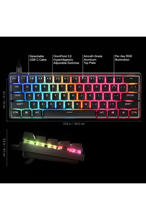 Apex Pro Mini Gen 3 OmniPoint 3.0 HiperManyetik Switch RGB Mekanik Kablolu Oyuncu Klavyesi (UK) - 3
