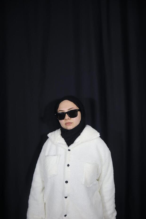 Beyaz Oversize Peluş Gömlek - 3