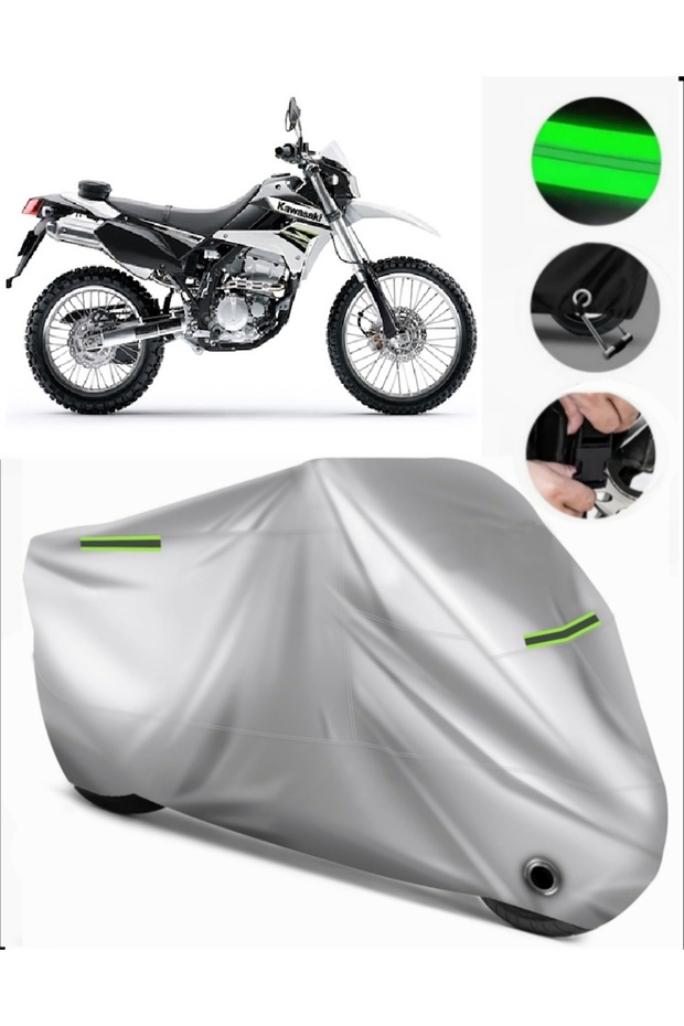 Kawasaki Klx 250 Rear Bag Compatible Premium Motorcycle Tarpaulin (Lock Compatible) Black-Grey