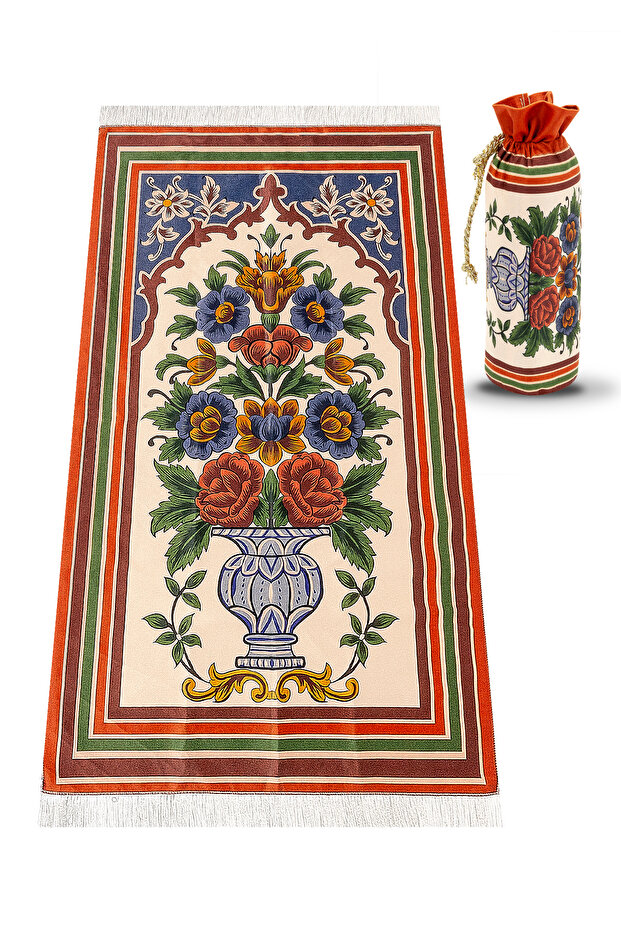 Silk Textured Prayer Rug with Carrying Bag Ipk08