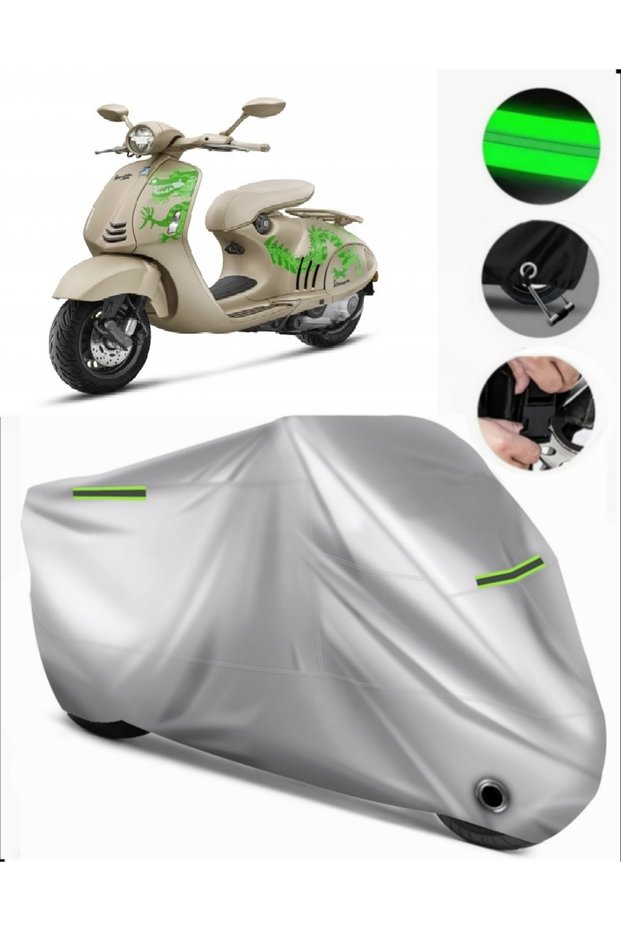 Vespa 946 Dragon Compatible Motorcycle Tarpaulin Premium (Lock Compatible)-Gray