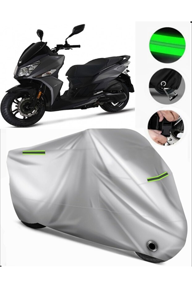 Sym Jet 14 200I Abs Compatible Motorcycle Tarpaulin Premium (Lock Compatible)-Gray