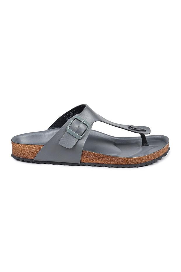 50017 Single Buckle Gray Men's Flip Flops