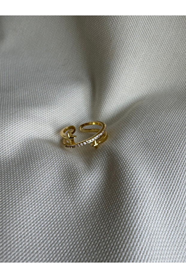 Tiny Stone Star Themed Double Helix Ring