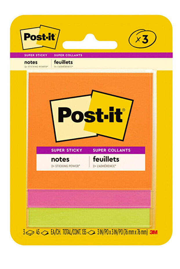 ® Super Sticky Notes 3321-SSAU, 3 in x 3 in (76 mm x 76 mm),
Energy Boost Collection