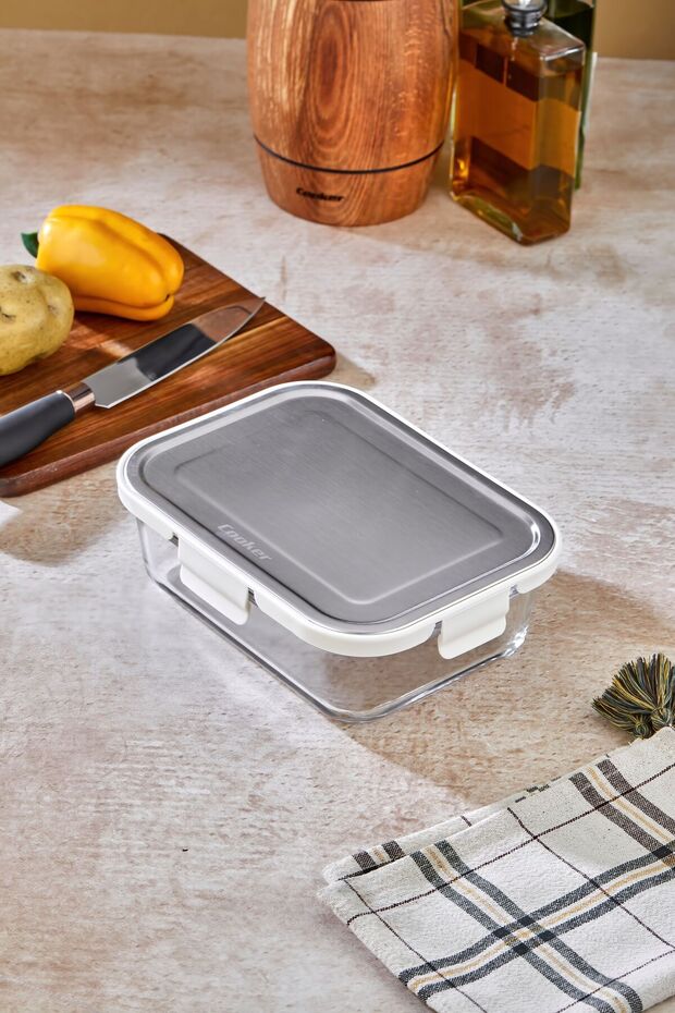 1500 ml Glass Storage Container – Leakproof with Stainless Steel Lid, Food Storage