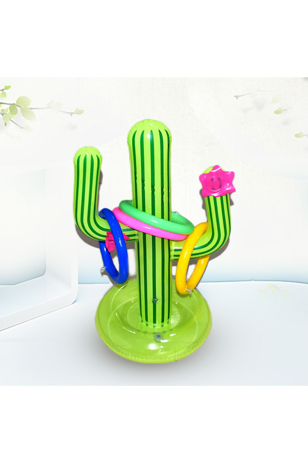 63cm green Inflatable Cactus Ring Toss Game Toy Set for Summer Beach Luau Party Decoration Hawaiian