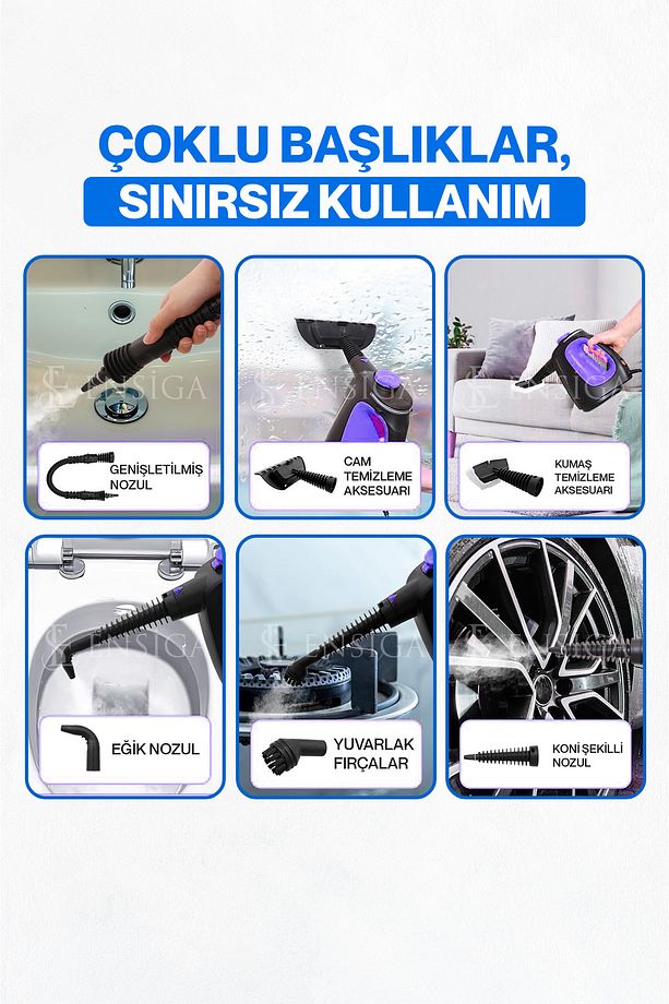 1350W 550Ml Basınçlı Buharlı Temizleyici Mutfak Fayans Ocak Derz Ve Çok Amaçlı Temizleme - 6