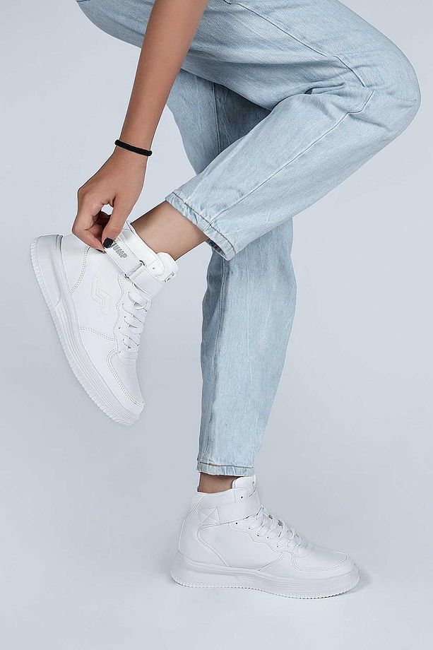 16308 Yüksek Bilekli Beyaz Kadın Sneaker Günlük Spor Ayakkabı - 2
