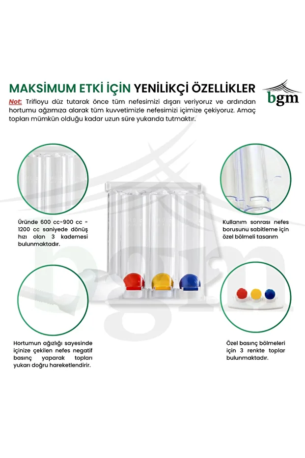 Triflo Solunum Egzersiz Cihazı 4 ADET Yüksek Kalite Nefes Egzersiz Aparatı - 3
