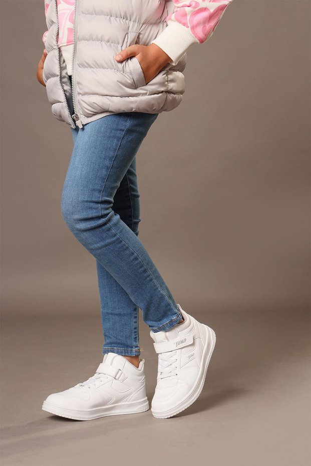 27758 Velcro High Top White Unisex Sneaker Casual Sports Shoes