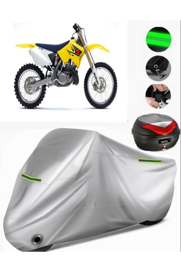 Suzuki Rm 250 Rear Bag Compatible Motorcycle Tarpaulin Premium (Lock Compatible)-Gray