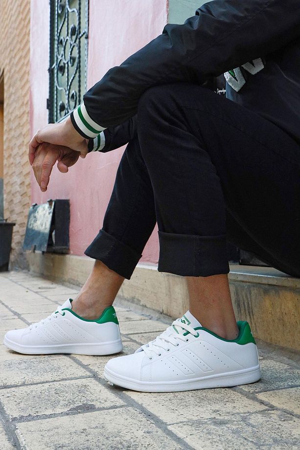 15307 Beyaz - Yeşil Erkek Sneaker Günlük Spor Ayakkabı - 1