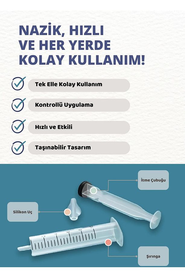 KÜRE EKSPRES 2'li Şırıngalı Bebek Burun Yıkama Enjektörü Nazal Aspiratör Temizleme Aparatı - 6
