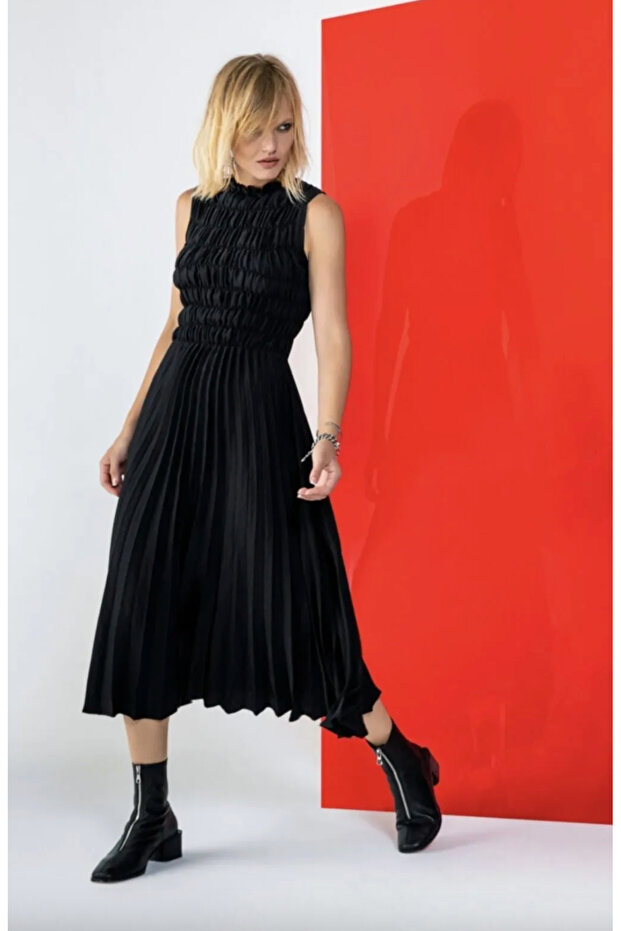 Piliseli Midi Elbise - 1