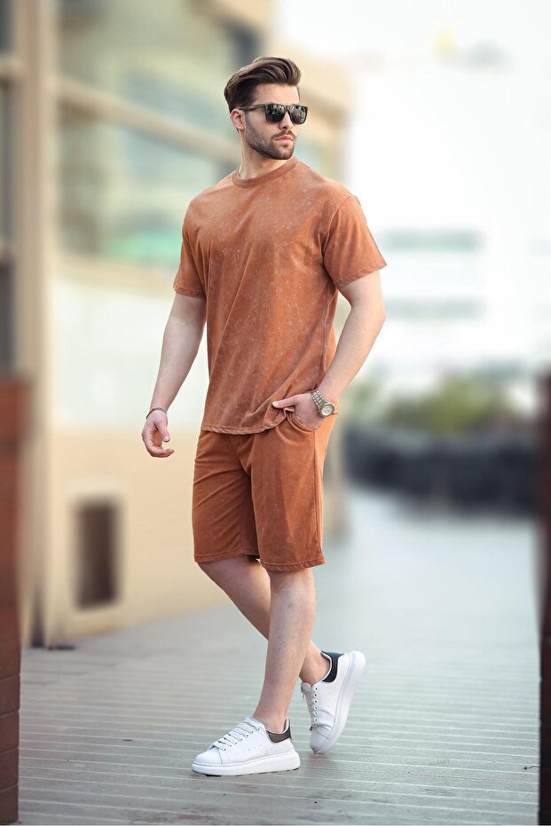 Set de tricou maro Basic pentru bărbați E7309 - 3