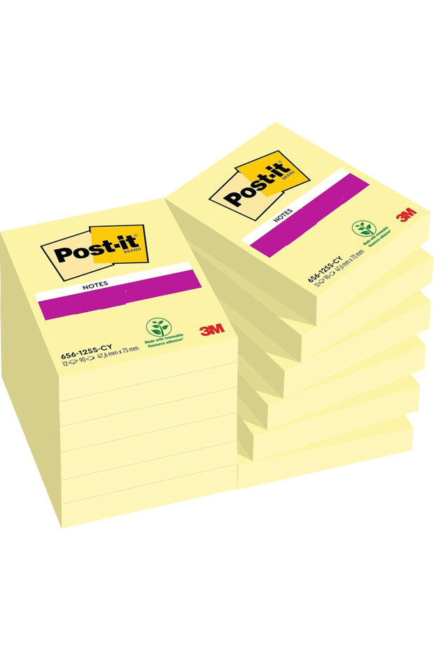 ® Notes 656, Yellow, 51x76mm, 12x100 Shts/PAC, 16 PAC/CV, 100%
PEFC, SGSCH-PEFC-COC-110078