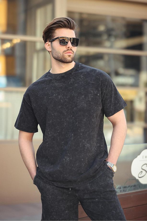 Siyah Basic Erkek Şort T-shirt Takımı E7309 - 4