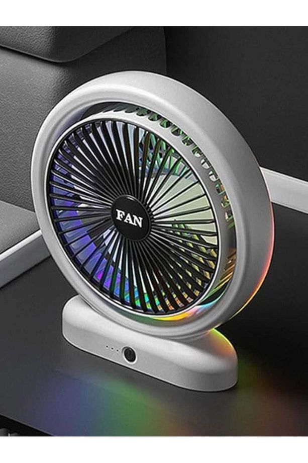 Işıklı Büyük Boy Masa Üstü Vantilatör | Şarjlı Yazlık Fan Soğutucu Pratik Pervane Premium - 1