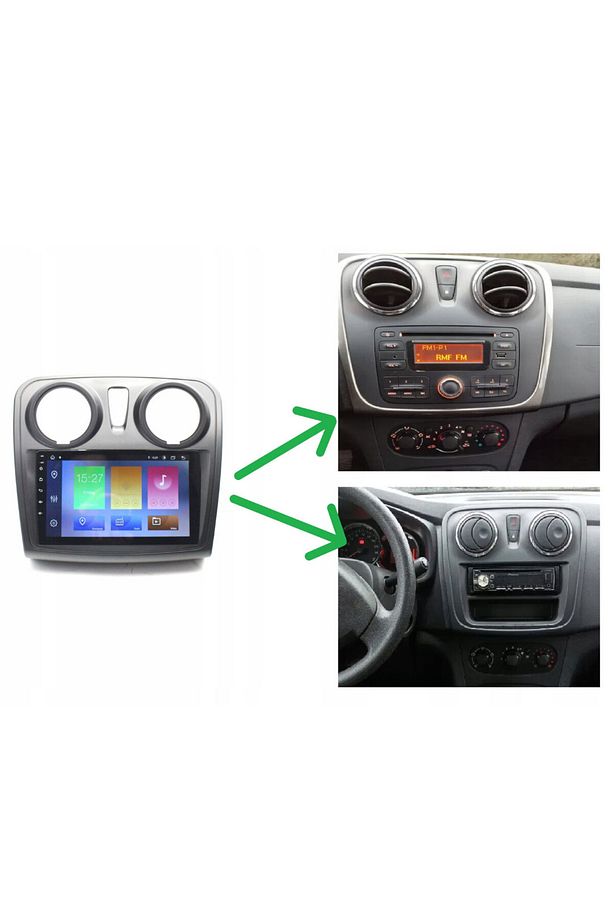 Dacia Sandero Araç Multimedya Android Ekran Carplay Navigasyon Double Teyp 2+32 9" 12-20 Black BLUEW - 4