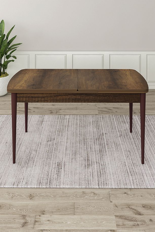 Roz Serisi 80x132 Mdf Açılabilir Barok Ahşap Desen Mutfak Masası Takımı 6 Cappucino Sandalye - 4