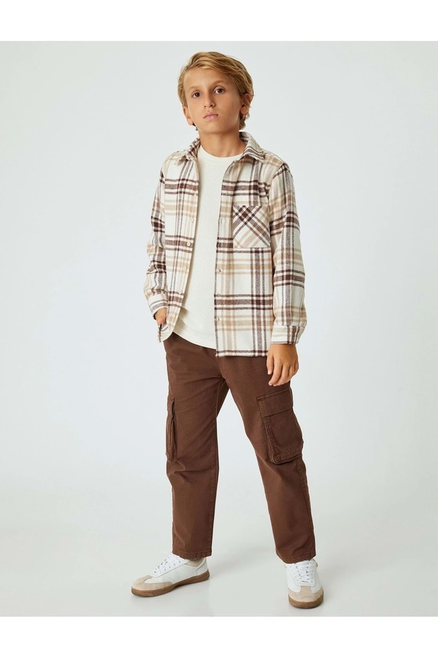 Boy's Cargo Jeans Pocket Detailed Cotton 5Wkb40023Td Brown