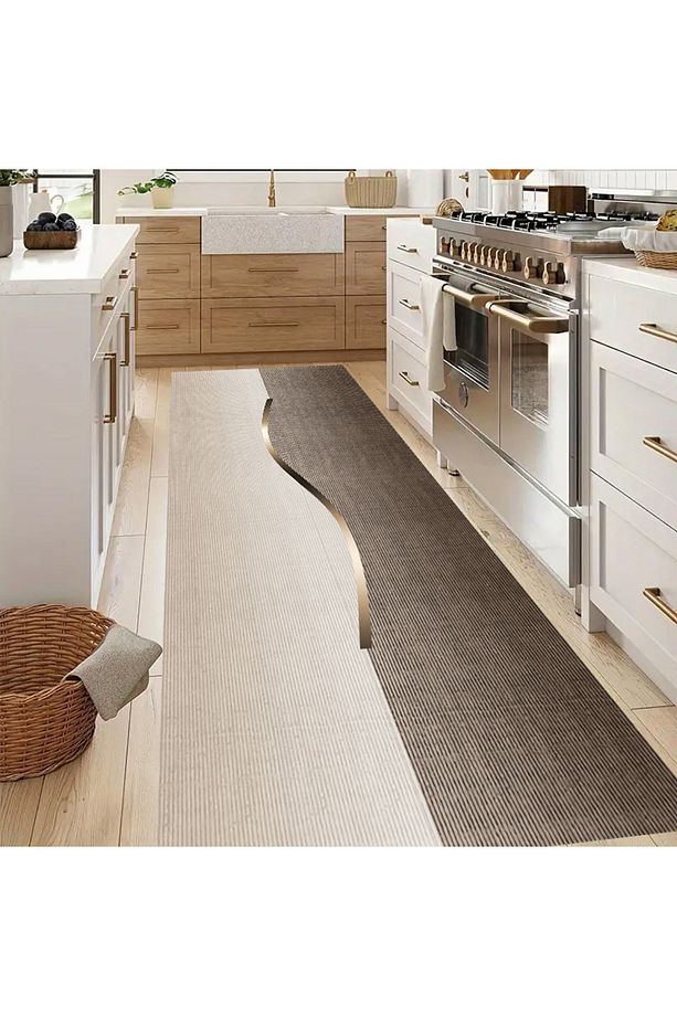 Modern Yolluk Kaymaz Taban Yıkanabilir Şık Koridor Mutfak Salon Halısı Vizon 4002 - 2