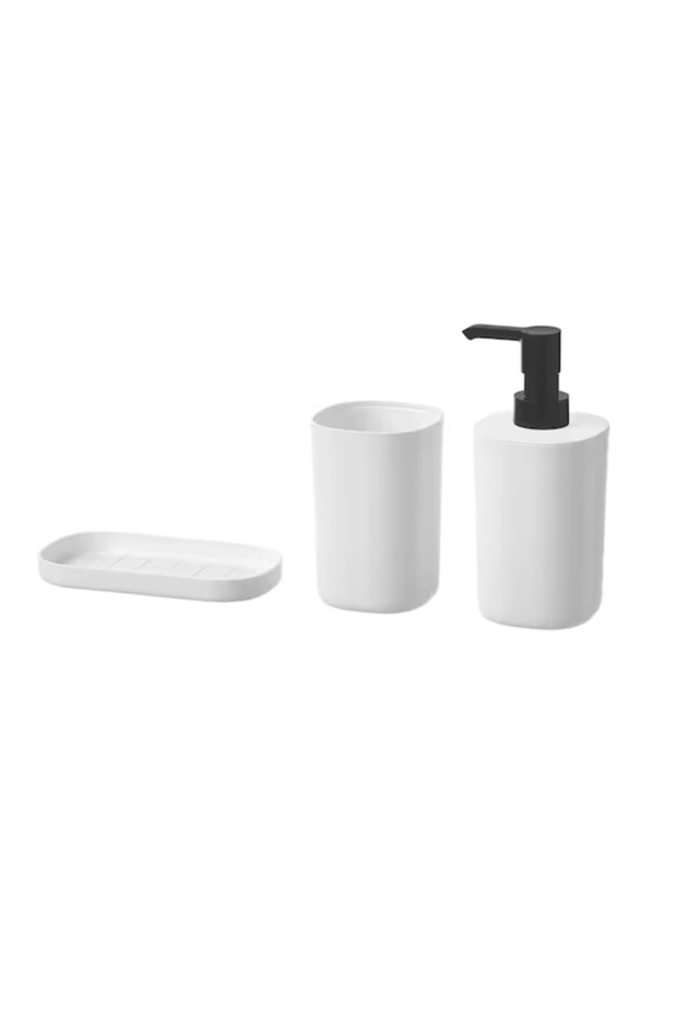 3 Piece Bathroom Accessory Set White - 1