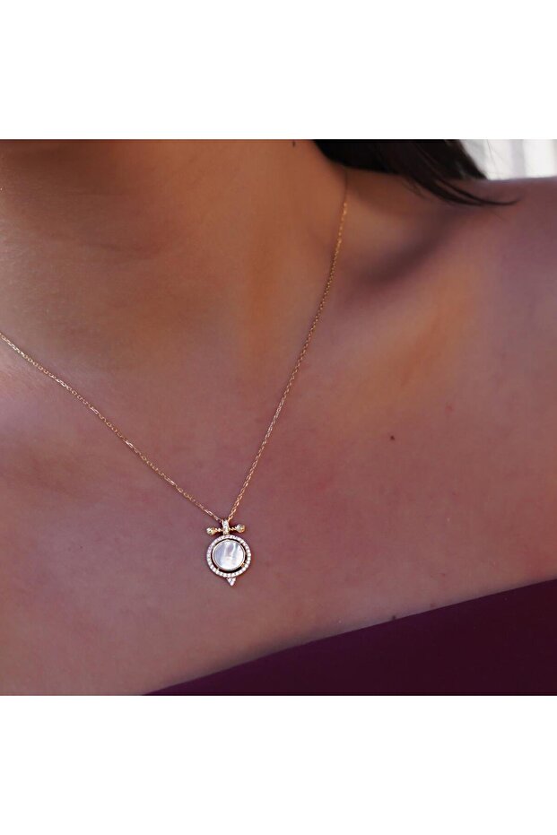 Sedefli Circle Kolye - 4