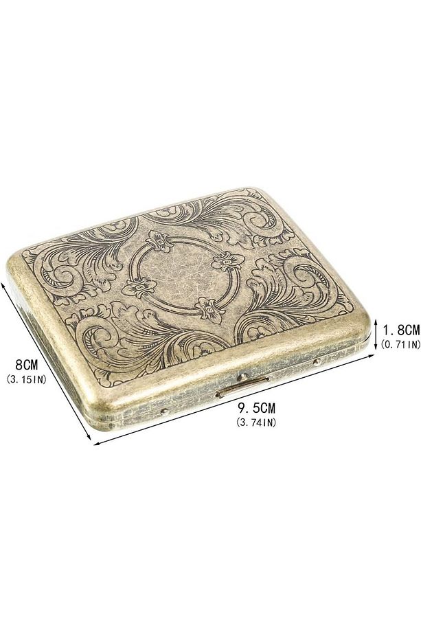 Kısa Sigara Tabakası Kutusu Retro Tasarım Çift Taraflı Tabla Saklama Kutusu ST-108 Metal 95 mm Kare - 3