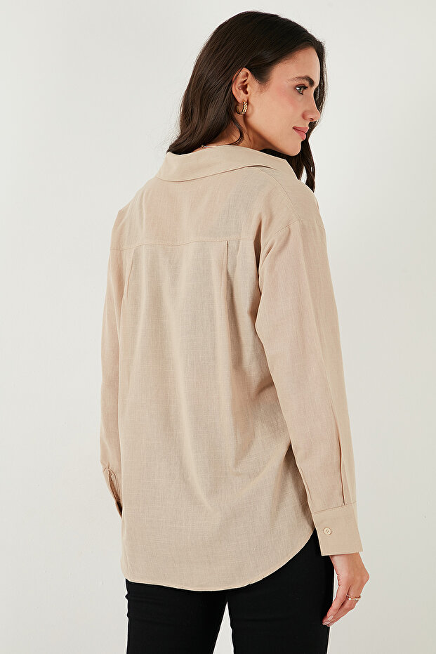 Keten ve Pamuk Karışımlı Regular Fit Önü Kısa Arkası Uzun Gömlek GÖMLEK 6772853 - 7