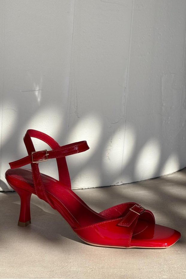 Blush Red Genuine Leather Heeled Shoes