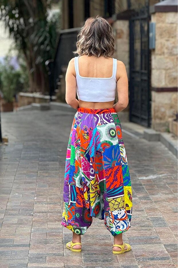 Renkli Patchwork Şalvar - 5