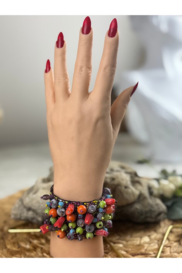 Boncuklu Lastikli model bilezik - 2