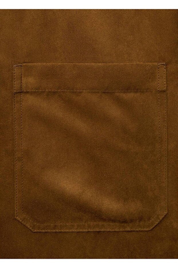 Süet görünümlü gömlek ceket - 8