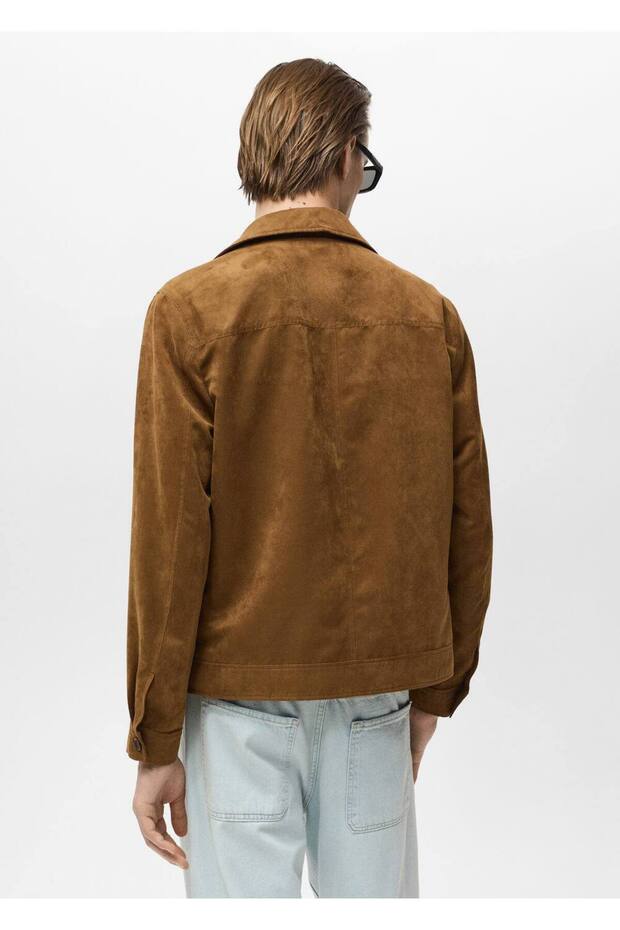 Süet görünümlü gömlek ceket - 4