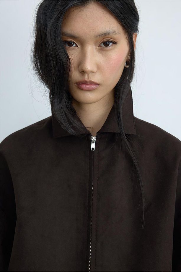Acı Kahve Chiara Süet Bomber Ceket - 7