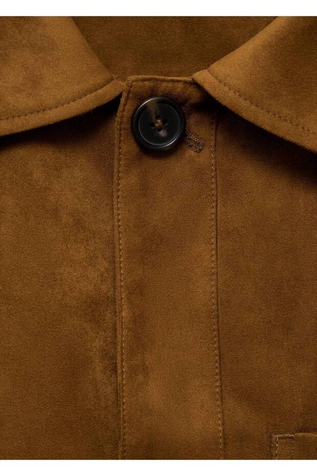Süet görünümlü gömlek ceket - 5