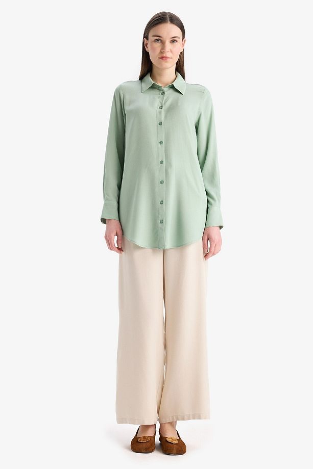 Regular Fit Basic Düz Uzun Kollu Tesettür Gömlek Tunik Z3538az25sp - 2