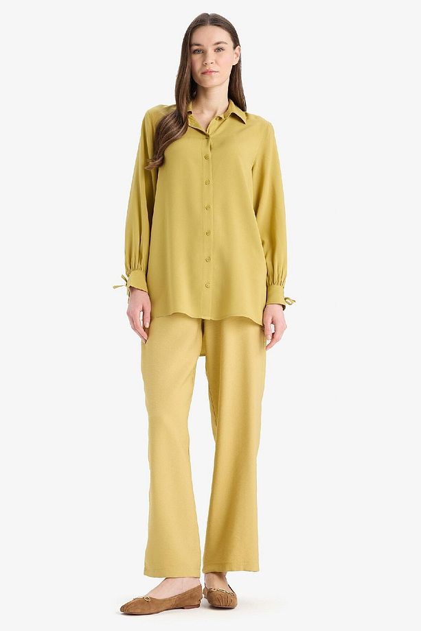 Wide Leg Basic Düz Geniş Paça Pantolon E7979AX25SM - 4