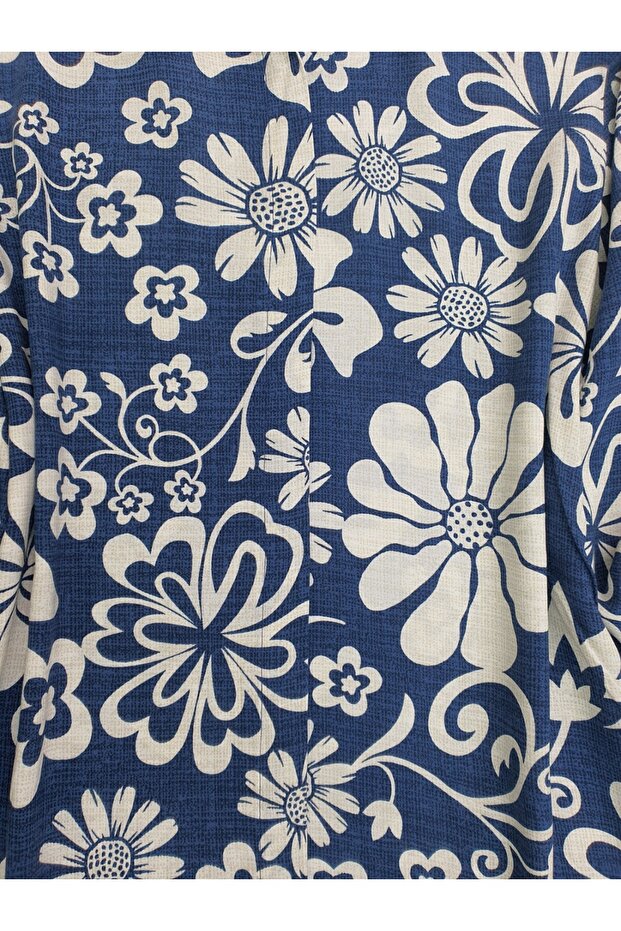 تونيك فيسكوز منقوش بأزرار - نيلي - 2