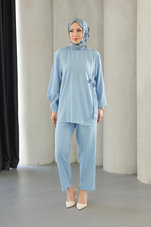 Lacing Detailed Suit Baby Blue