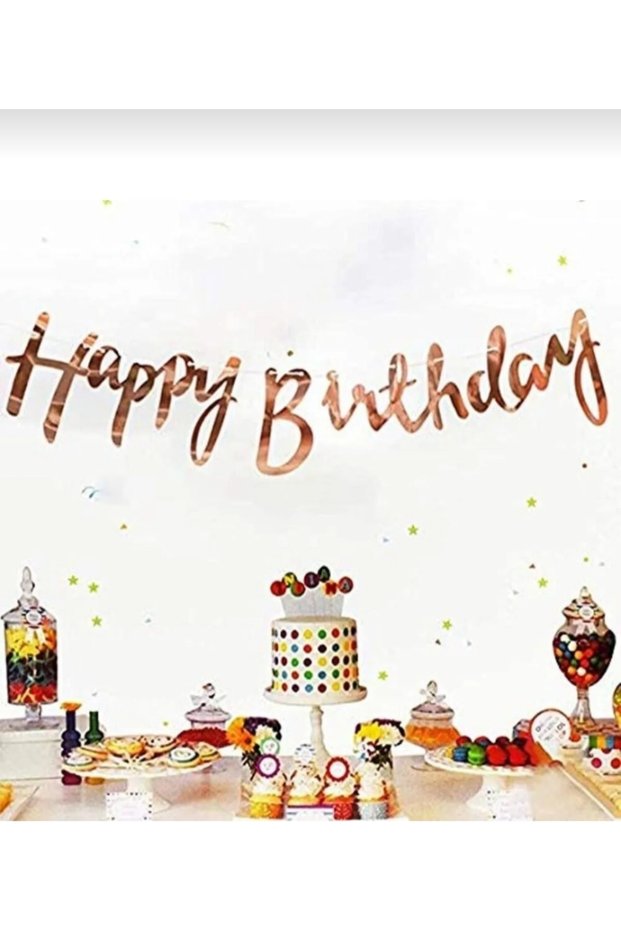 Rose Gold Happy Birthday Birthday Text Banner
