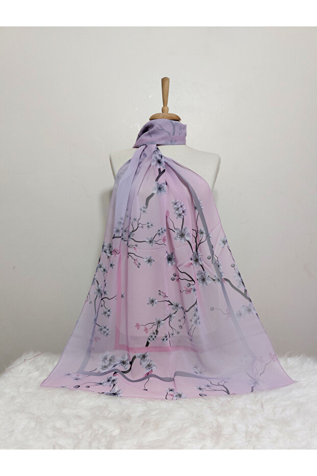 شال شيفون بنمط زهرة متدرجة - 1