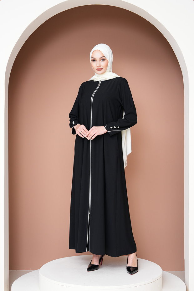 White Striped Ferace with Stylish and Elegant Posture, Stay Comfortable Ferace
