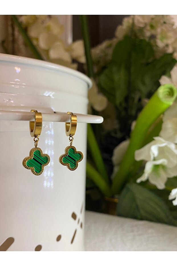 Green Clover Earrings | Steel