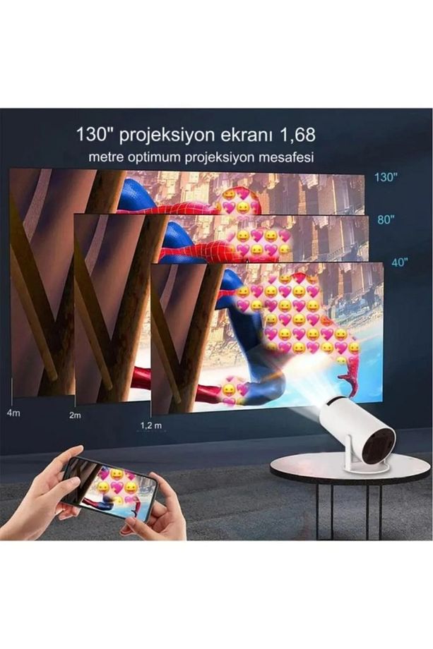 Taşınılabilir Projeksiyon Projektör Cihazı Mini Projektör LED Projektör 4K Projektör - 4